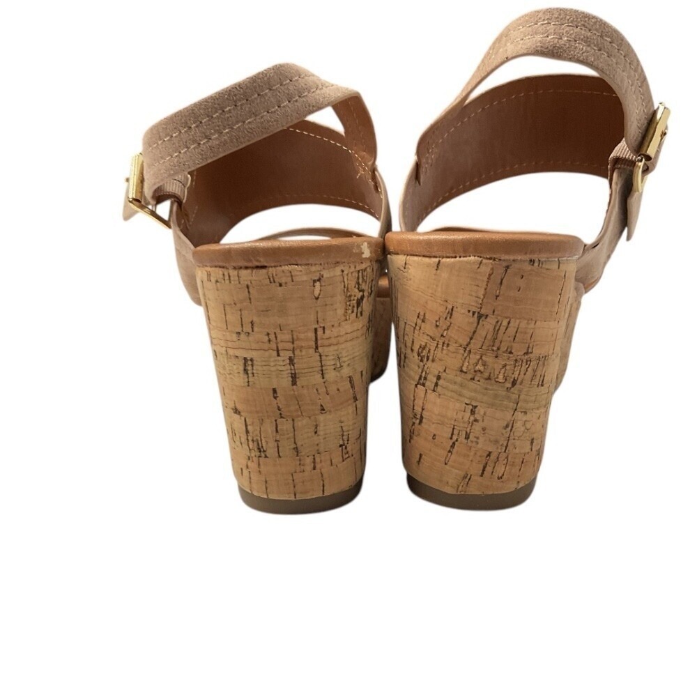Arula Women's Suede Ankle Strap Platform Cork Wedge Sandals Neutral Size 8 - Picture 8 of 12